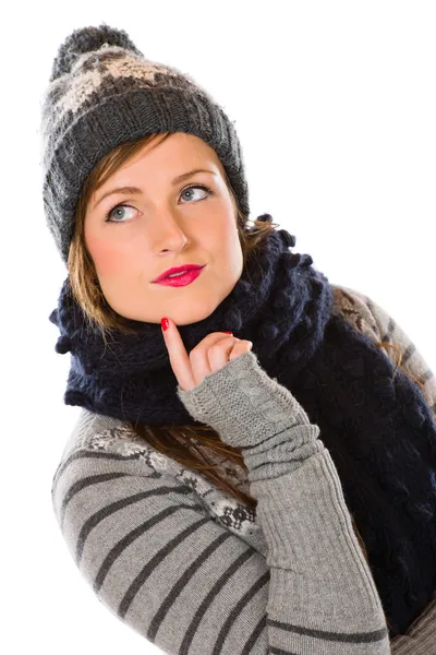 Vrouw en wooly outfit — Stockfoto