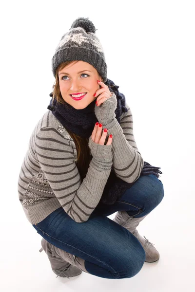 Frau und wolliges Outfit — Stockfoto