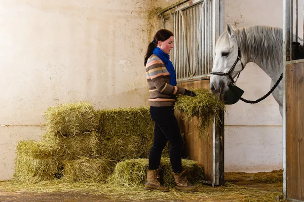 Donna e cavallo — Foto Stock