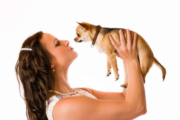 Woman and chihuahua — Stock Photo, Image