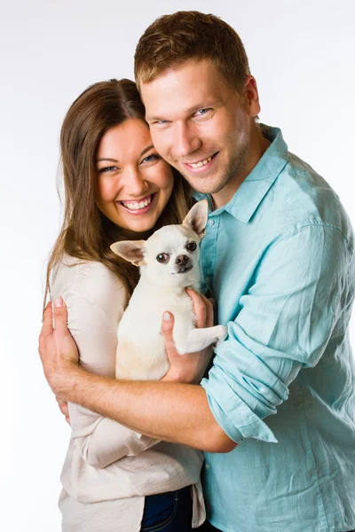 Couple and dog — Stock Photo, Image