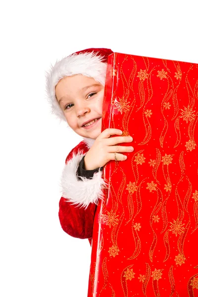 Boy and Christmas gift — Stock Photo, Image