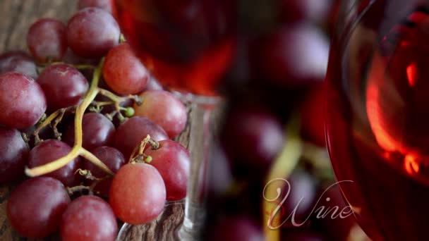 Vino y uvas — Vídeos de Stock