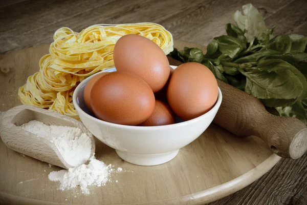 Eggs tagliatelle pasta — Stock Photo, Image