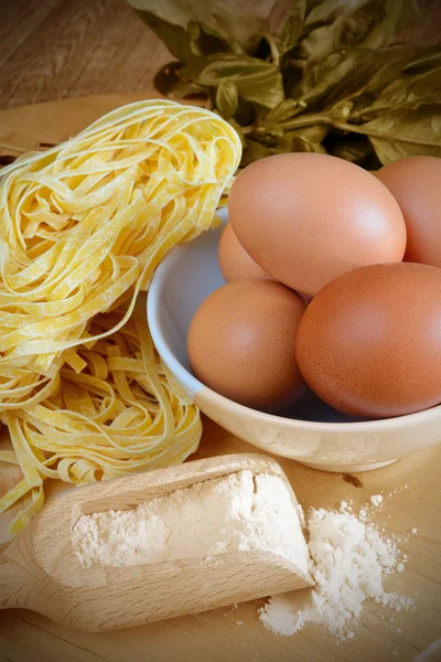 Eggs tagliatelle pasta — Stock Photo, Image