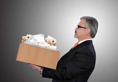 man who carries the burden of taxes clipart