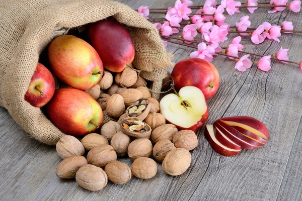 Nueces y manzanas — Foto de Stock