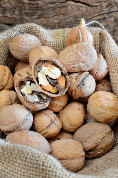 Nuts in sack — Stock Photo, Image