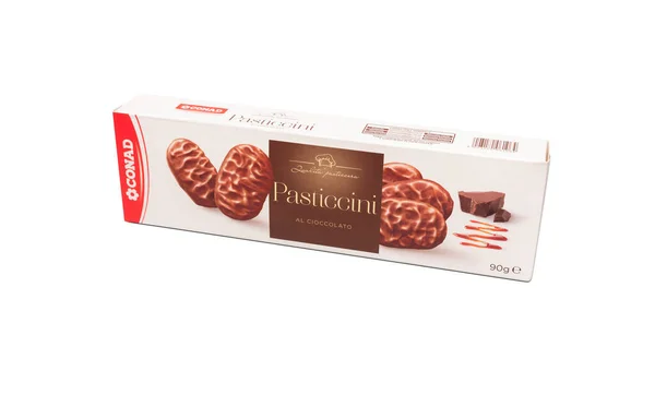 Italy March 2021 Packet Conad Brand Biscuits Chocolate Filling — Stock Photo, Image