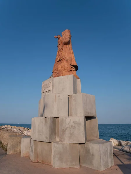 San Benedetto Del Tronto Italie Août 2021 Monument Pêcheur Jouant — Photo