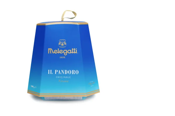 Italien December 2020 Traditionell Italiensk Pandoro Pack Melegatti Vit Bakgrund — Stockfoto