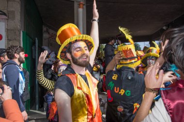 Naples, İtalya-26 Şubat 2017: 35 karnaval Scampia Gridas Felice Pignataro tarafından 1981 yılında kurulan bir Kültür Derneği.