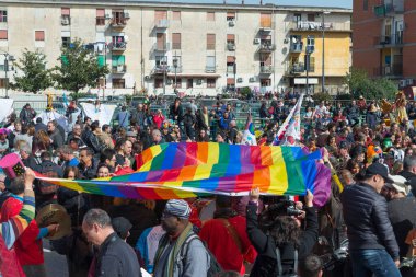 Naples, İtalya-26 Şubat 2017: 35 karnaval Scampia Gridas Felice Pignataro tarafından 1981 yılında kurulan bir Kültür Derneği.