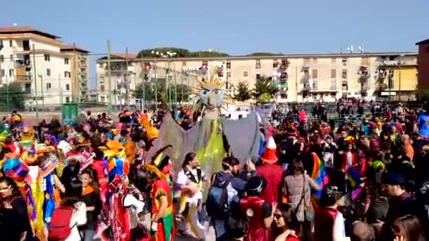 Naples Italy February 2017 35Th Carnival Scampia Gridas Cultural — Stock Video