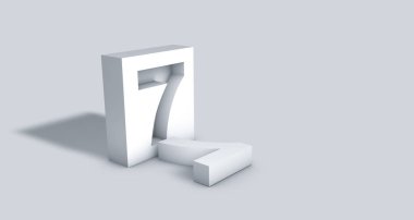 3 boyutlu render alçıtaşı bloğunun içine 7 numara kazınmış