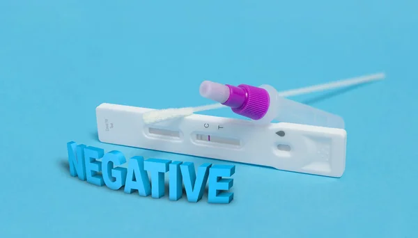 Rapid Nasal Antigen Swab Test Detection Covid Virus Negative Result — стоковое фото