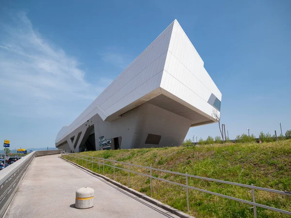 Naples - Italy - April 15, 2022: external view of the Afragola railway station - Naples, created by the futuristic architect Zaha Hadid