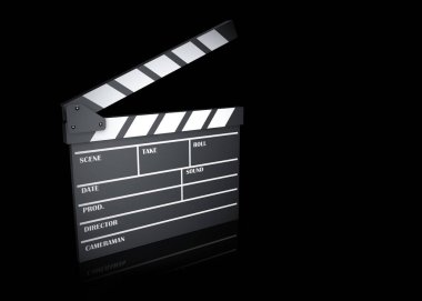 Yansıma üzerine yüksek çözünürlüklü 3 boyutlu film alkış tahtası