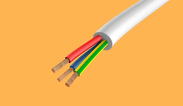 3d rendering of part of three-pole electric cable