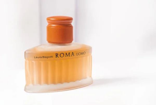 Italy May 2022 Laura Biagiotti Roma Aftershave Transparent Glass Bottle — Zdjęcie stockowe