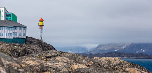 Lighthouse Panoramic View Sea Maniitsoq Greenland July 2022 — Stock Photo, Image