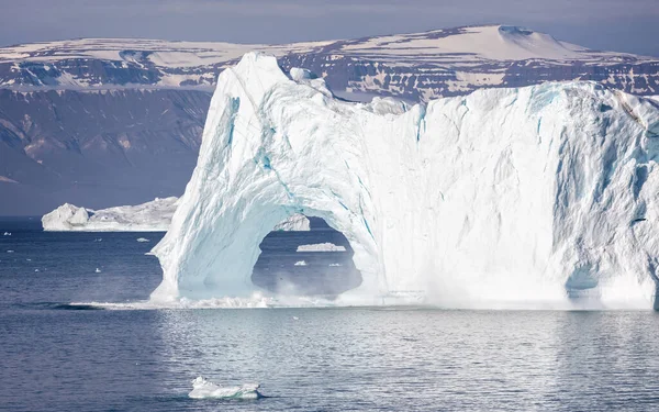 Large Iceberg Wirh Arch Part Which Has Fallen Water Disko — стокове фото