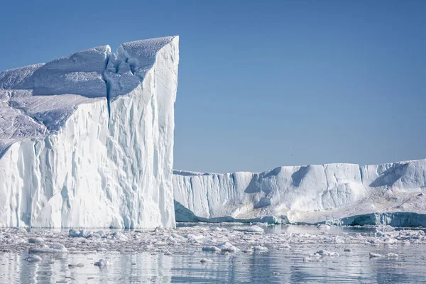 Towering Great Icebergs Ilulissat Icefjord Greenland — стоковое фото