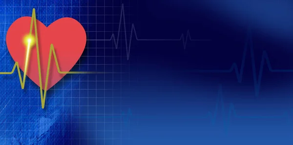 Diseño Gráfico Latido Cardíaco Médico Ekg Pulsando Dentro Corazón Rojo — Foto de Stock
