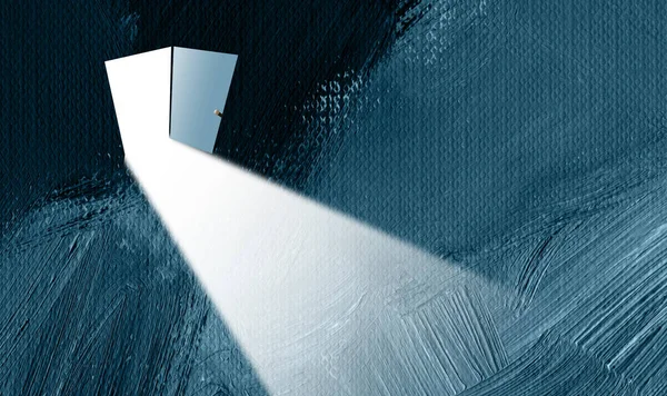 Концептуальна Графічна Ілюстрація Відкритих Дверей Яскраве Світло Проливається Через Дизайн — стокове фото