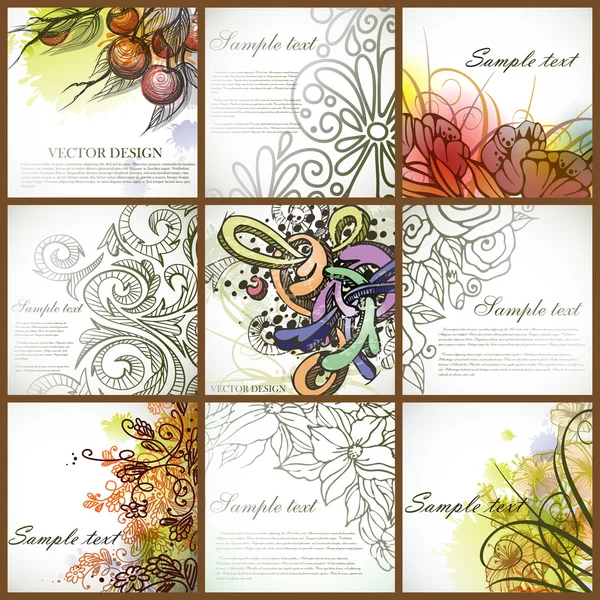 Conjunto de fondos florales . — Vector de stock