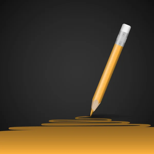 Línea de dibujo a lápiz amarillo . — Vector de stock