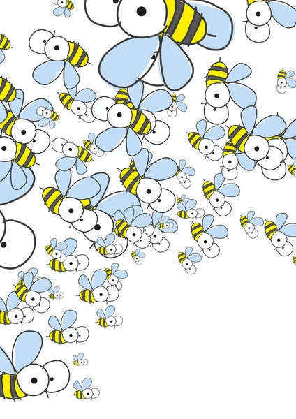 Fond blanc avec des abeilles. Fonds printanier . — Image vectorielle