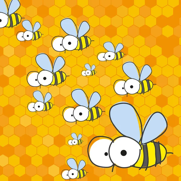 Abejas y panal . — Vector de stock