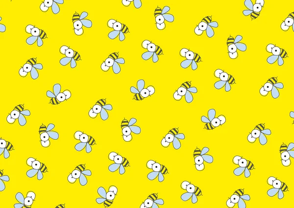 Fond jaune avec des abeilles . — Image vectorielle