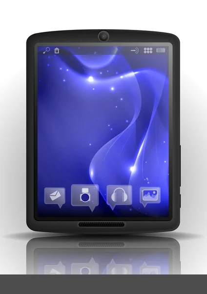 Cyfrowy tablet pc z niebieski ekran. — Wektor stockowy