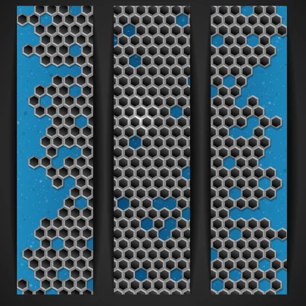 Banner de metal hexagonal . — Archivo Imágenes Vectoriales