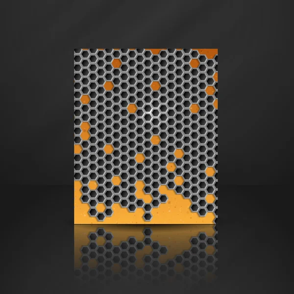 Banner de metal hexagonal . — Vector de stock