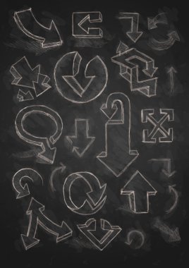 elle çizilmiş doodle okları yazı tahtası seti.