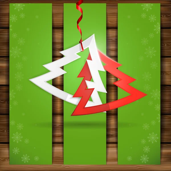 Eenvoudige papier kerstboom. — Stockvector