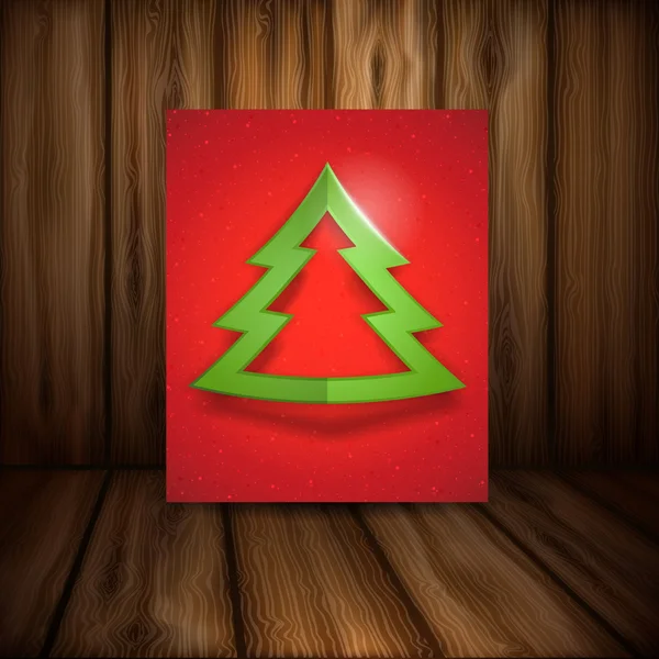 Eenvoudige papier kerstboom. — Stockvector