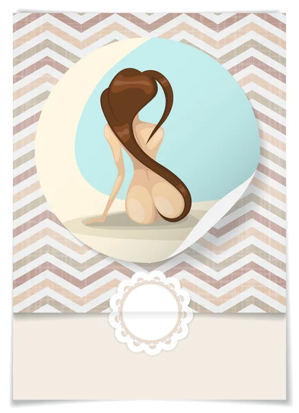Chica desnuda con el pelo largo . — Archivo Imágenes Vectoriales