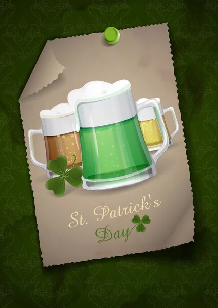 Mug Of Green Beer For St Patrick's Day. — Stock Vector