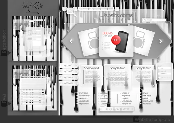 Plantilla de diseño del sitio web Menú Elementos — Archivo Imágenes Vectoriales