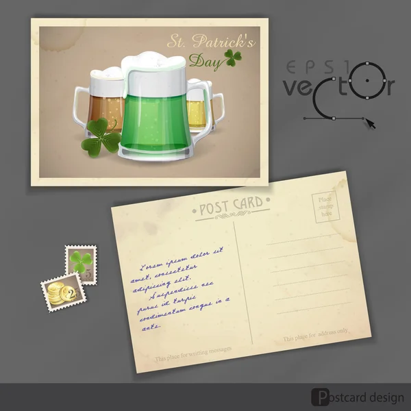 Mug Of Green Beer For St Patrick's Day. — Stock Vector