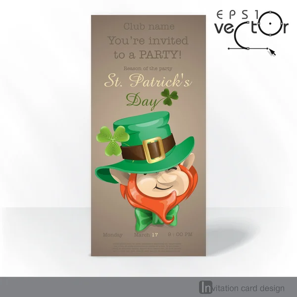 St Patrick's Day Leprechaun Face. — Stock Vector