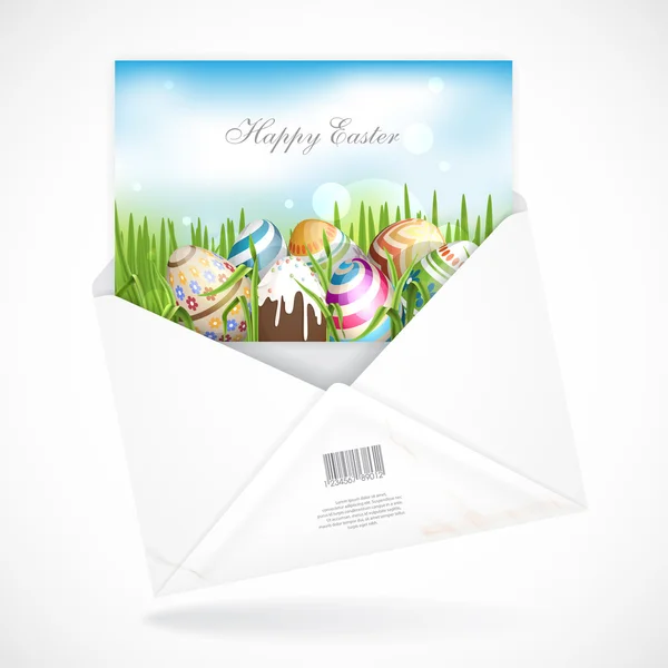 Easter Background With Eggs In Grass — Stock Vector
