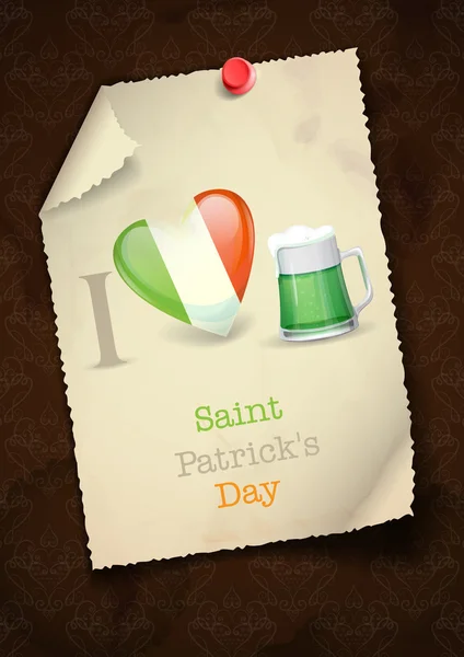St. Patrick's Day. I Love Beer. — Stock Vector