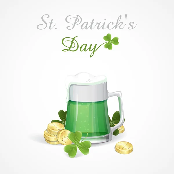 Taza de cerveza verde para el día de San Patricio . — Vector de stock