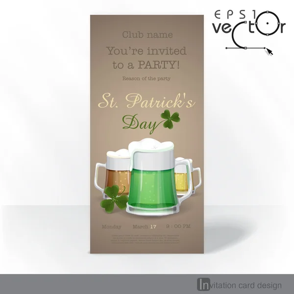 Taza de cerveza verde para el día de San Patricio . — Archivo Imágenes Vectoriales
