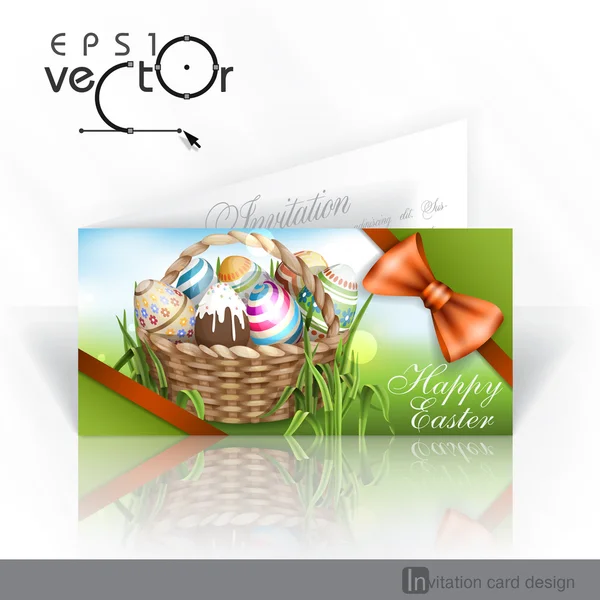 Easter Background With A Basket — Stock Vector